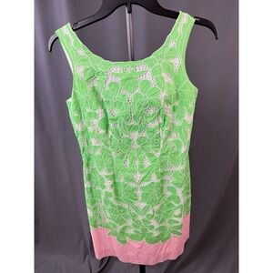 Lilly Pulitzer Capricia Eyelet Green and Pink Dress Women's Size 0